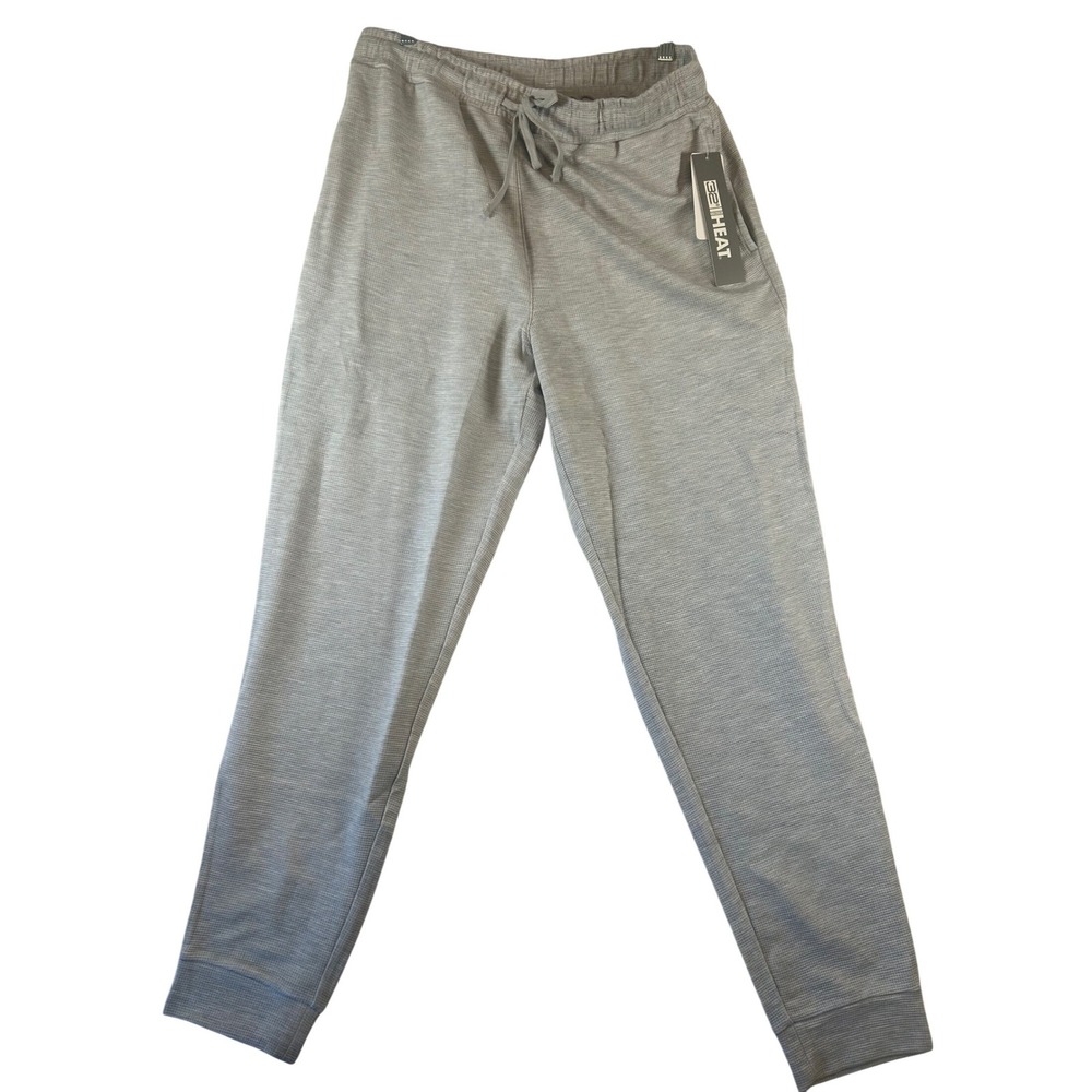 32 Degrees Heat Mens Jogger Pants Heather Grey Waffle Knit M NEW